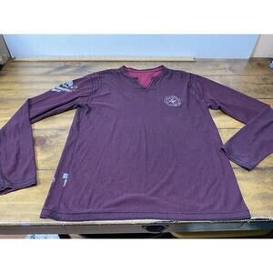 Affliction Shirt Mens Size XL Maroon Reversible Distressed Long Sleeve Shirt